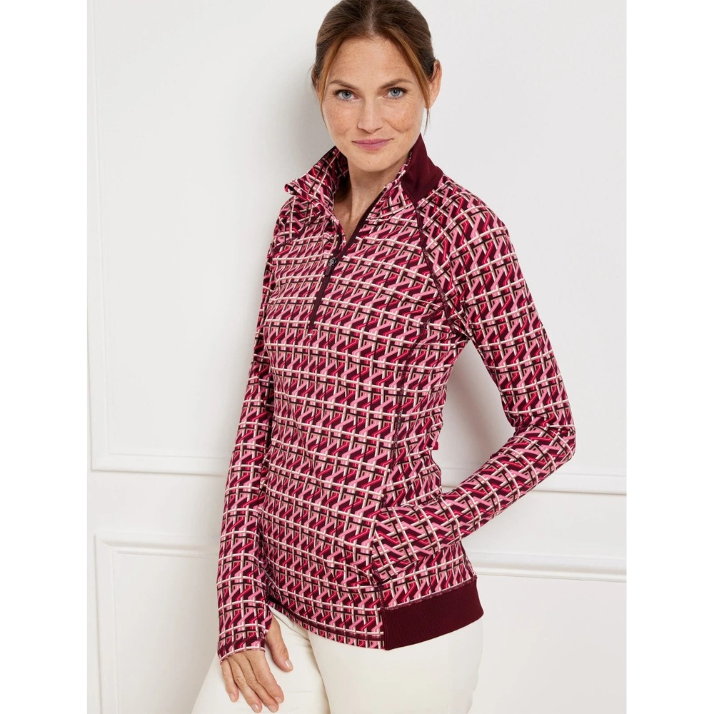 T by Talbots Performance Interlock Half-Zip Pullover Large Pockets Activewear
